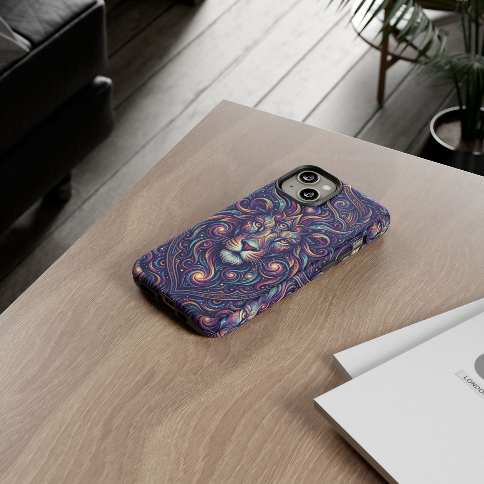 Lion Mandala Phone Case — Psychedelic Swirl Protective Cover