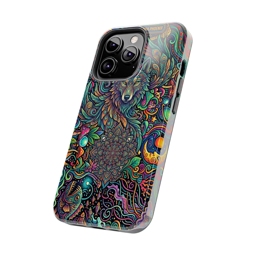 Wolf Mandala Tough Phone Case — Boho Psychedelic Protective Phone Cover