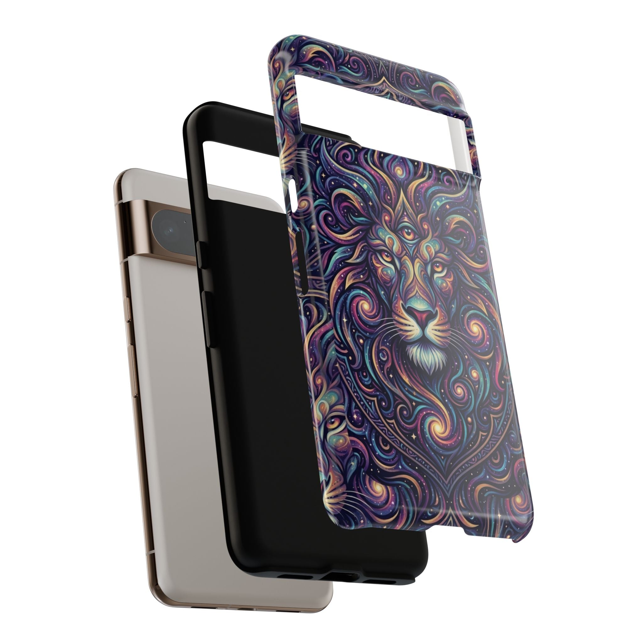 Lion Mandala Phone Case — Psychedelic Swirl Protective Cover