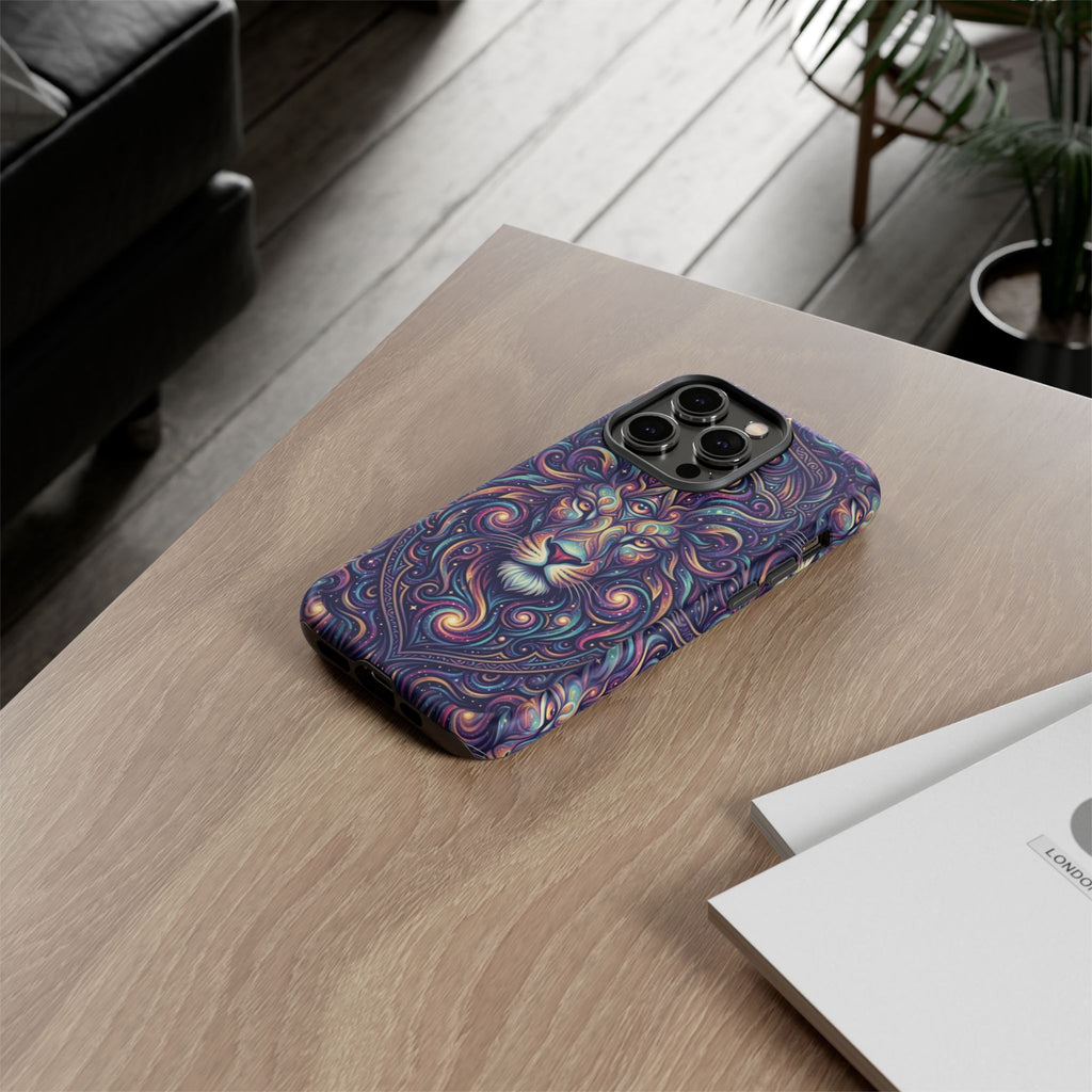 Lion Mandala Phone Case — Psychedelic Swirl Protective Cover