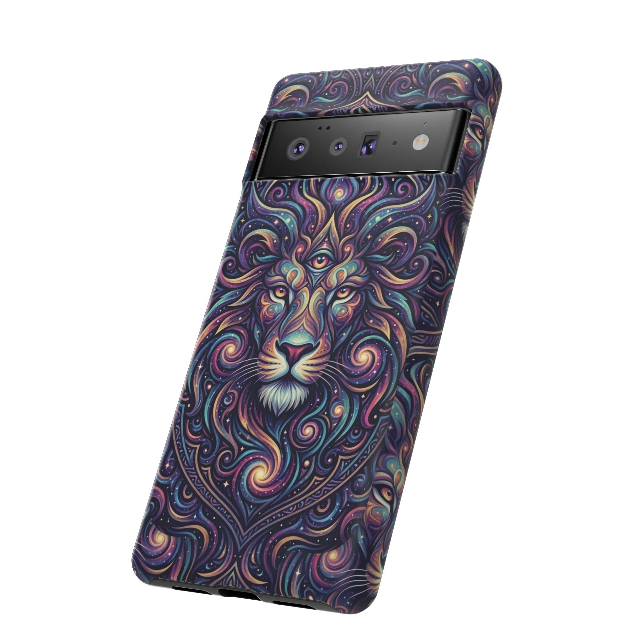 Lion Mandala Phone Case — Psychedelic Swirl Protective Cover