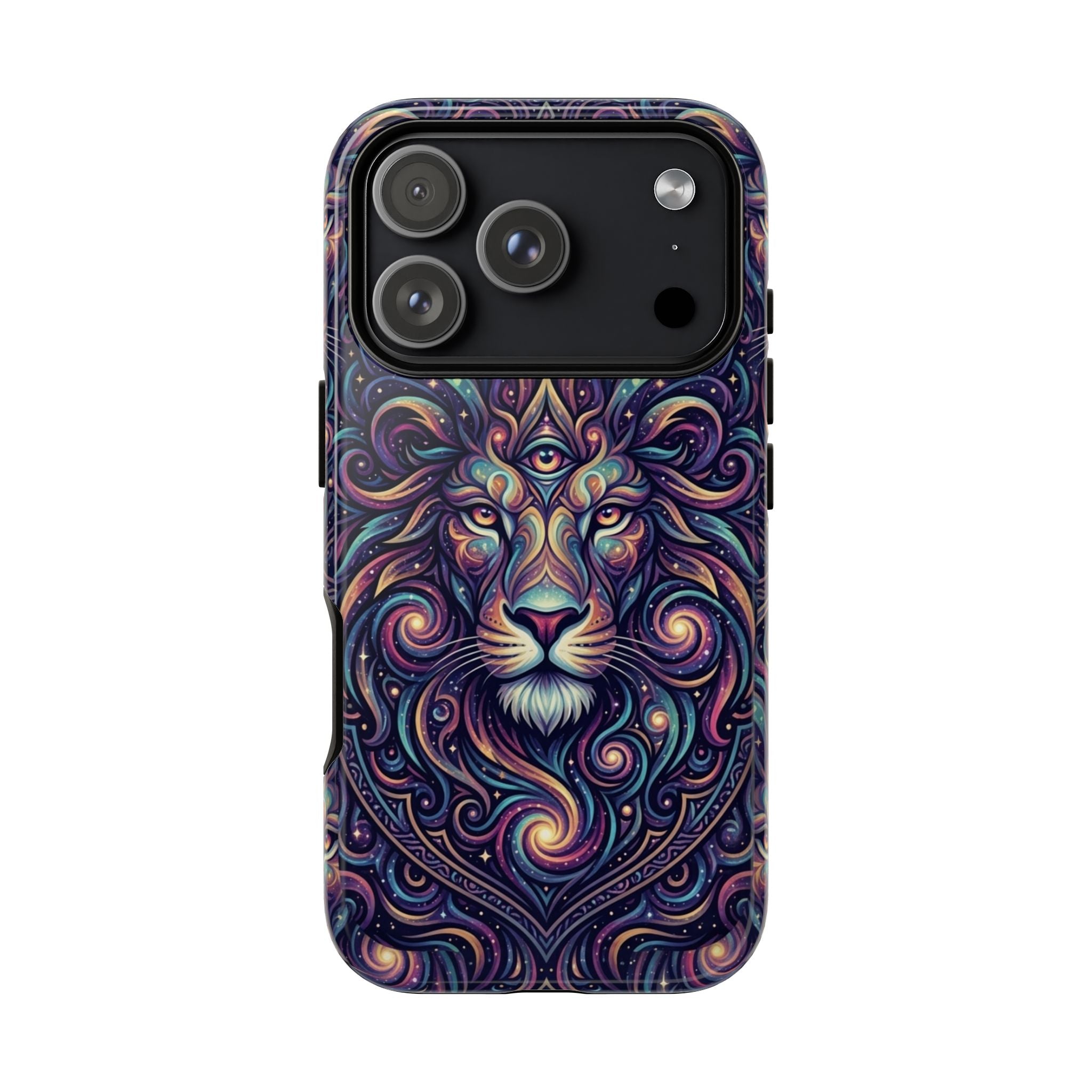 Lion Mandala Phone Case — Psychedelic Swirl Protective Cover