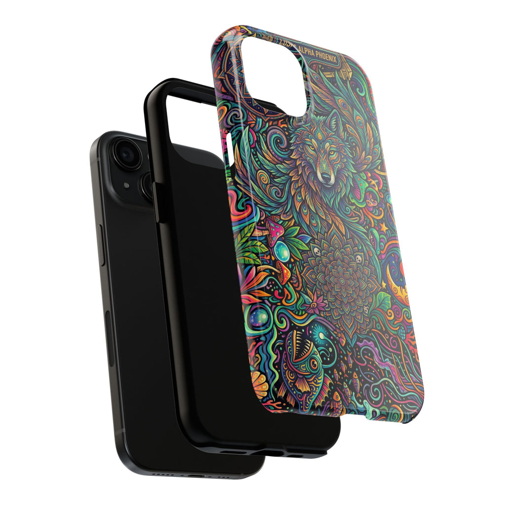 Wolf Mandala Tough Phone Case — Boho Psychedelic Protective Phone Cover