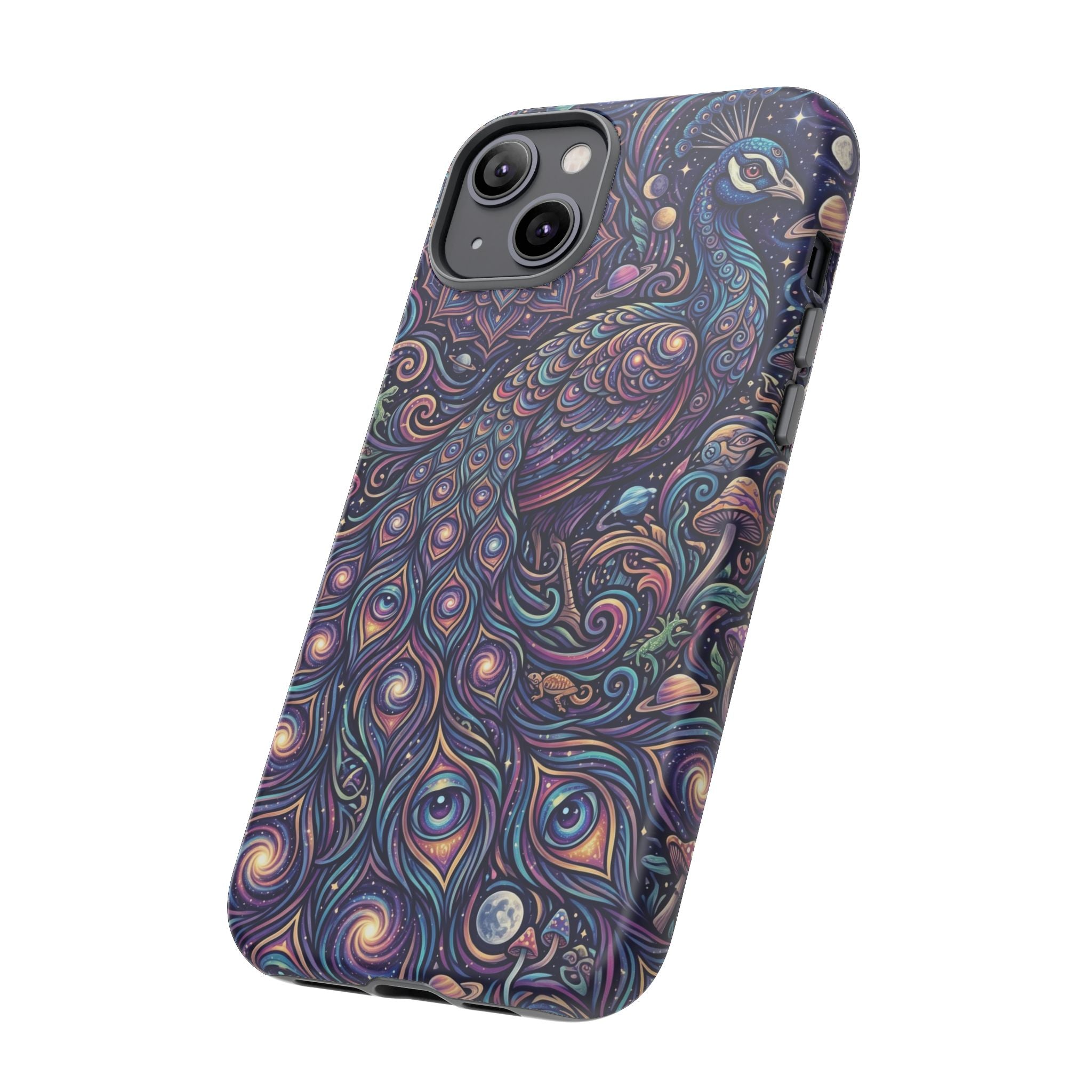 Peacock Mandala Phone Case — Protective Tough Case with Mystic Boho Design