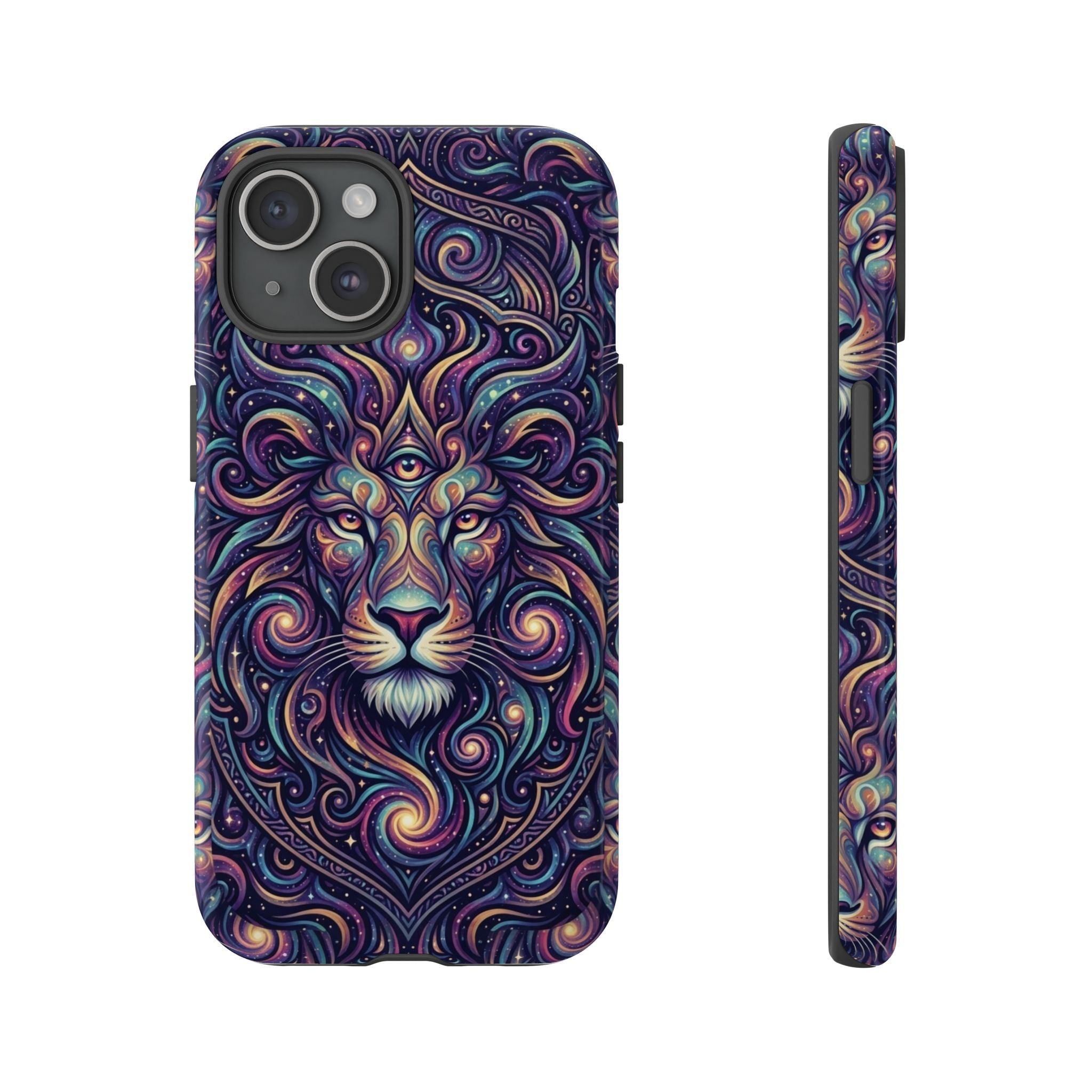 Lion Mandala Phone Case — Psychedelic Swirl Protective Cover