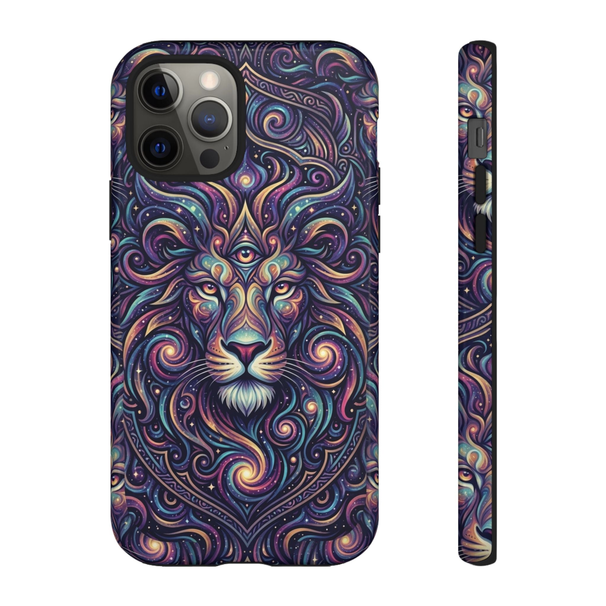 Lion Mandala Phone Case — Psychedelic Swirl Protective Cover