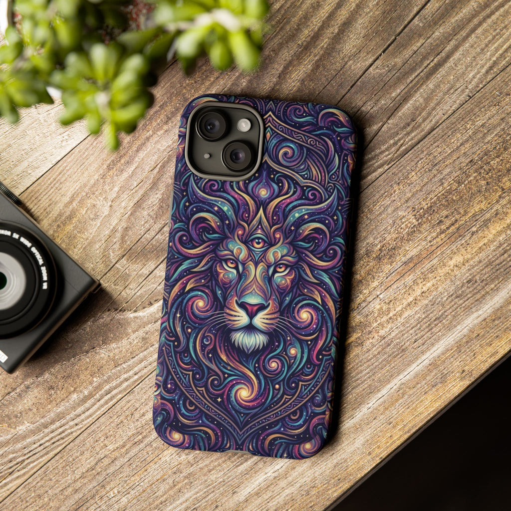 Lion Mandala Phone Case — Psychedelic Swirl Protective Cover