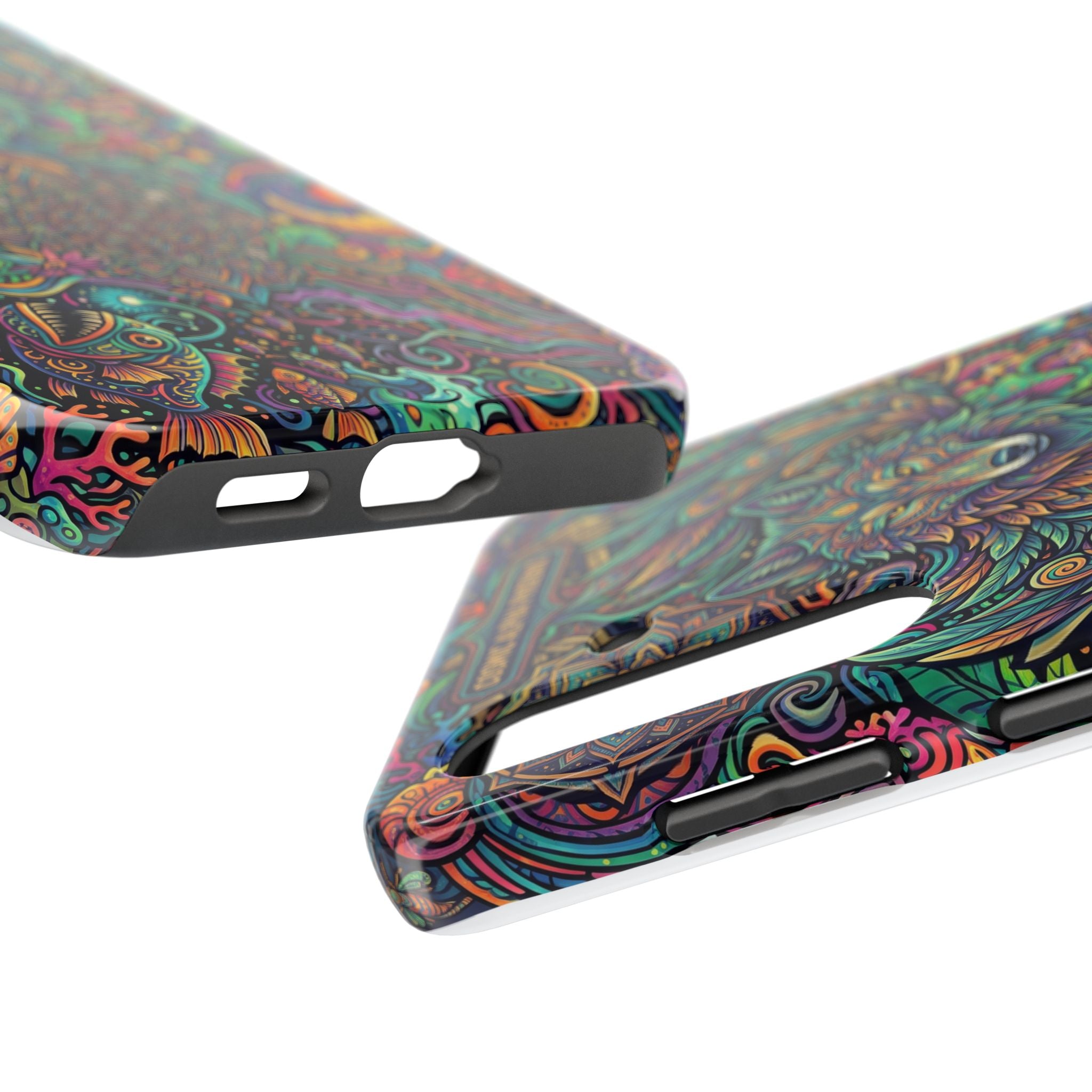 Wolf Mandala Tough Phone Case — Boho Psychedelic Protective Phone Cover
