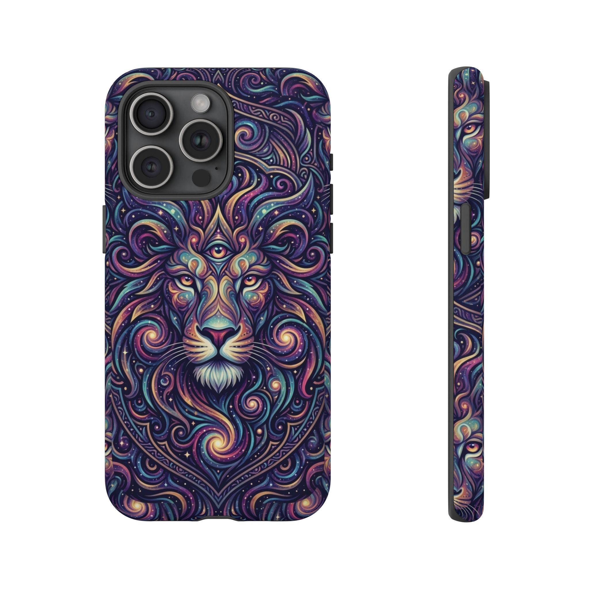 Lion Mandala Phone Case — Psychedelic Swirl Protective Cover