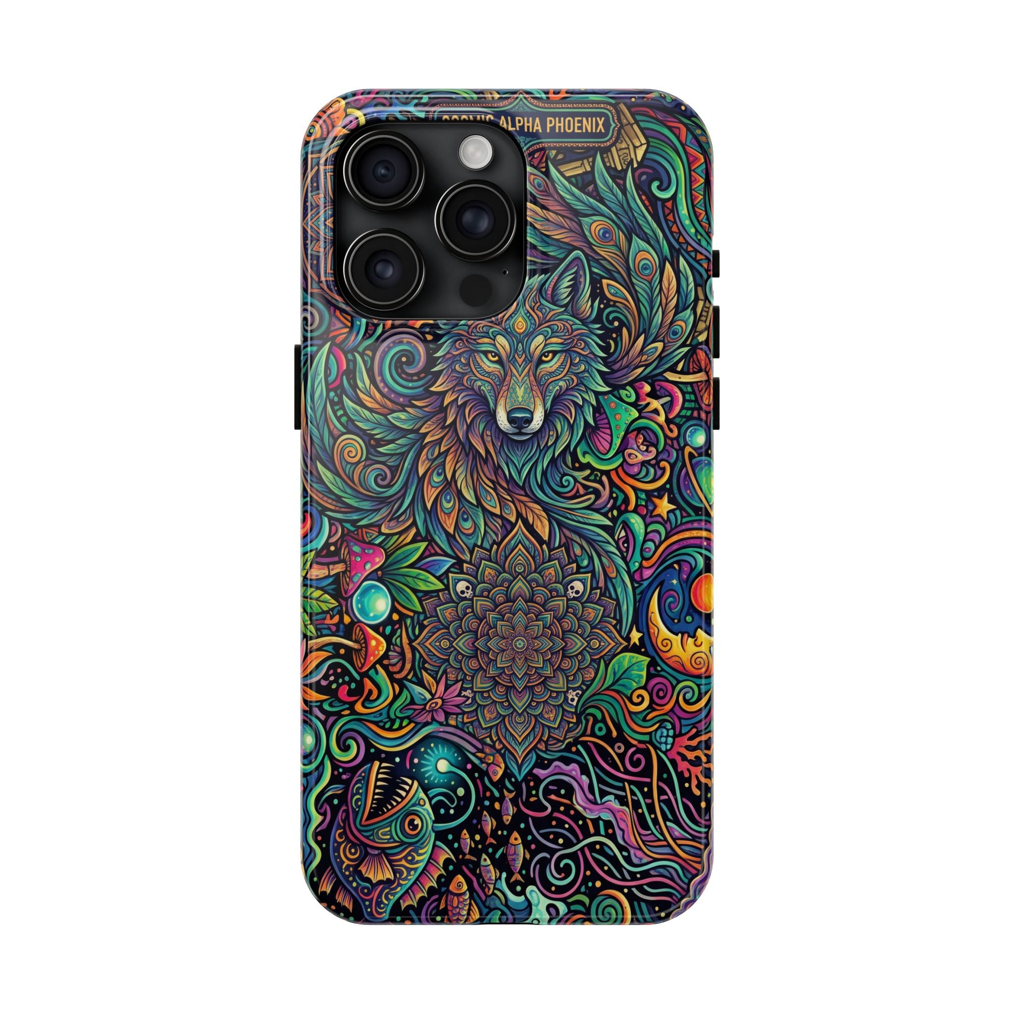 Wolf Mandala Tough Phone Case — Boho Psychedelic Protective Phone Cover
