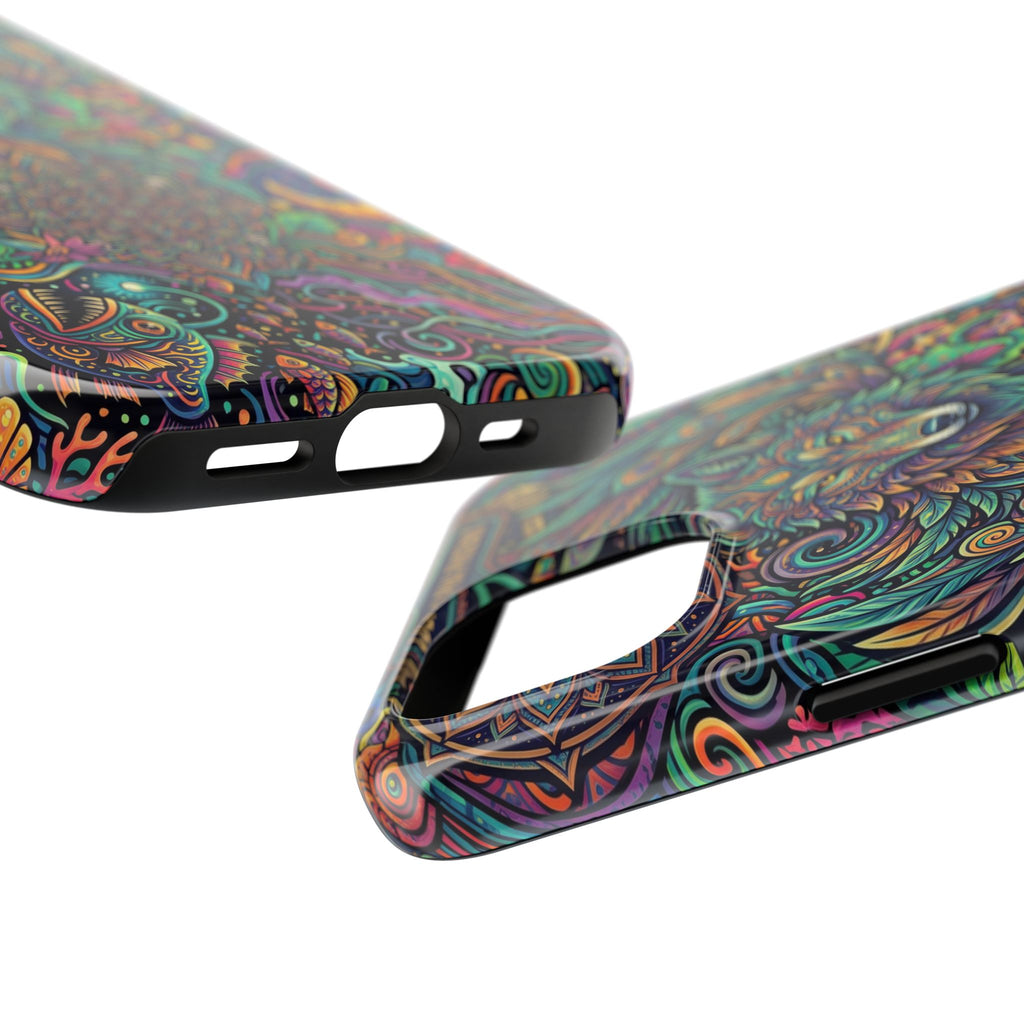 Wolf Mandala Tough Phone Case — Boho Psychedelic Protective Phone Cover