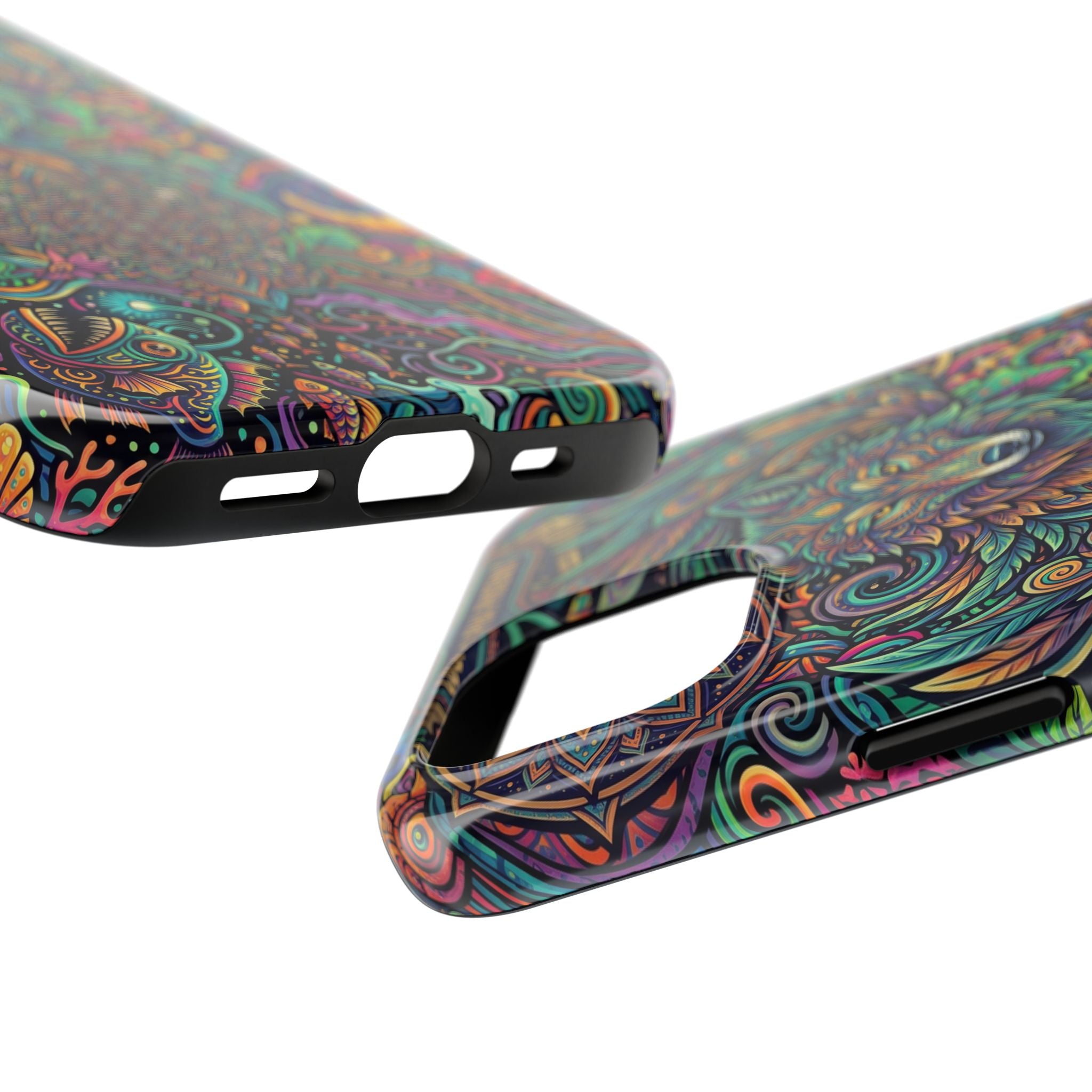 Wolf Mandala Tough Phone Case — Boho Psychedelic Protective Phone Cover