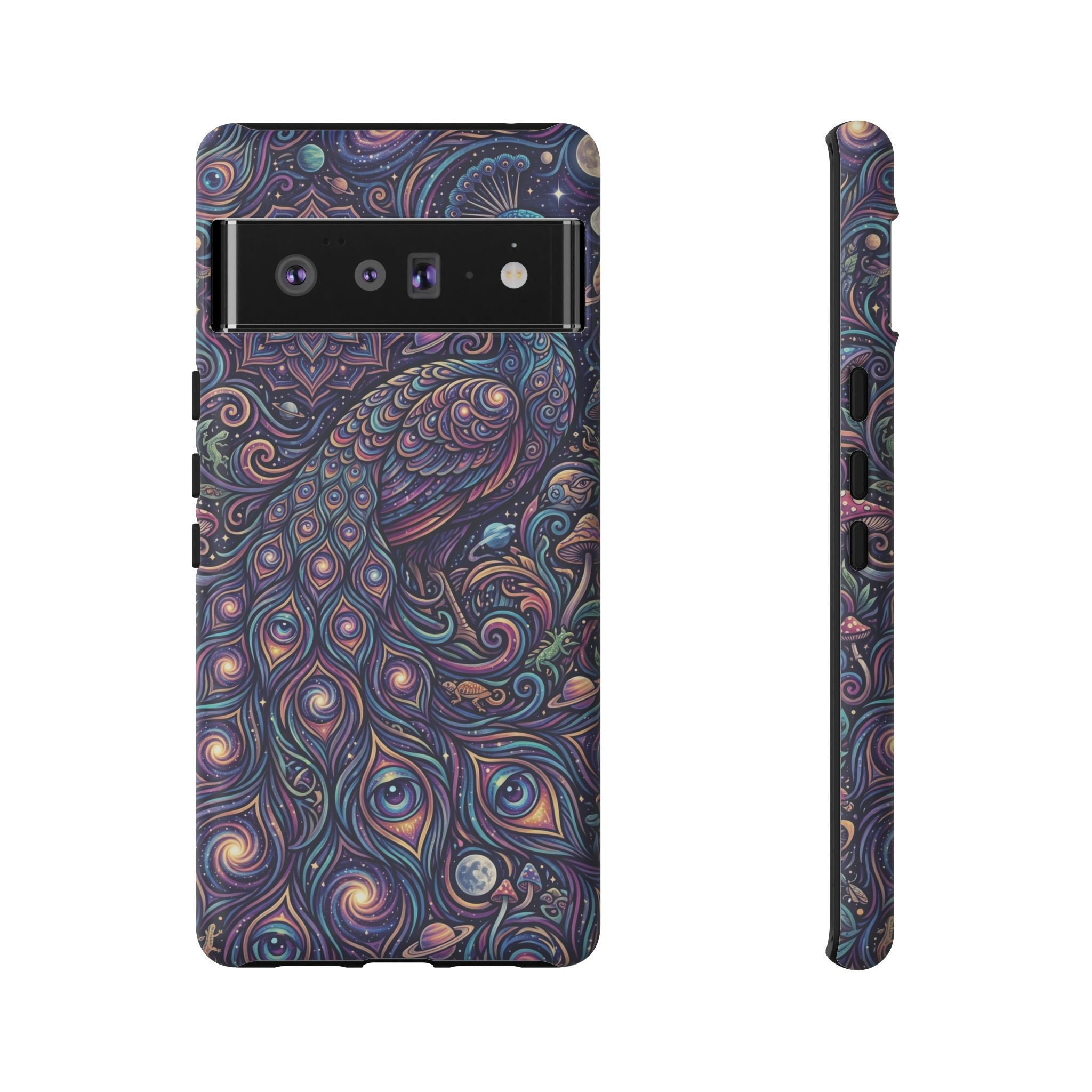 Peacock Mandala Phone Case — Protective Tough Case with Mystic Boho Design