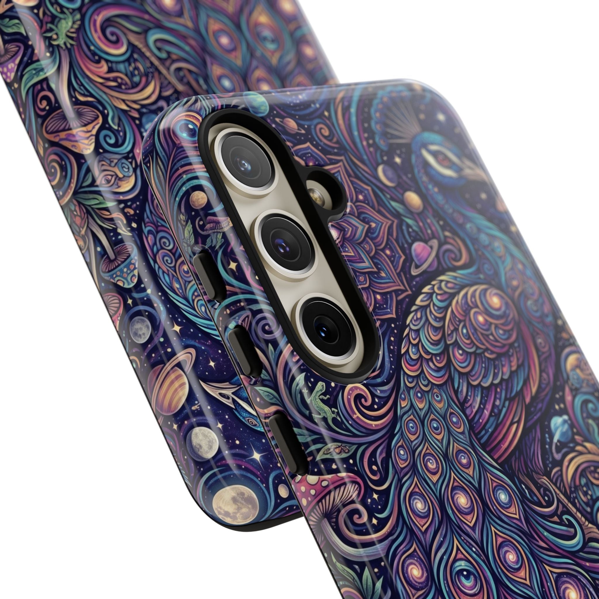 Peacock Mandala Phone Case — Protective Tough Case with Mystic Boho Design
