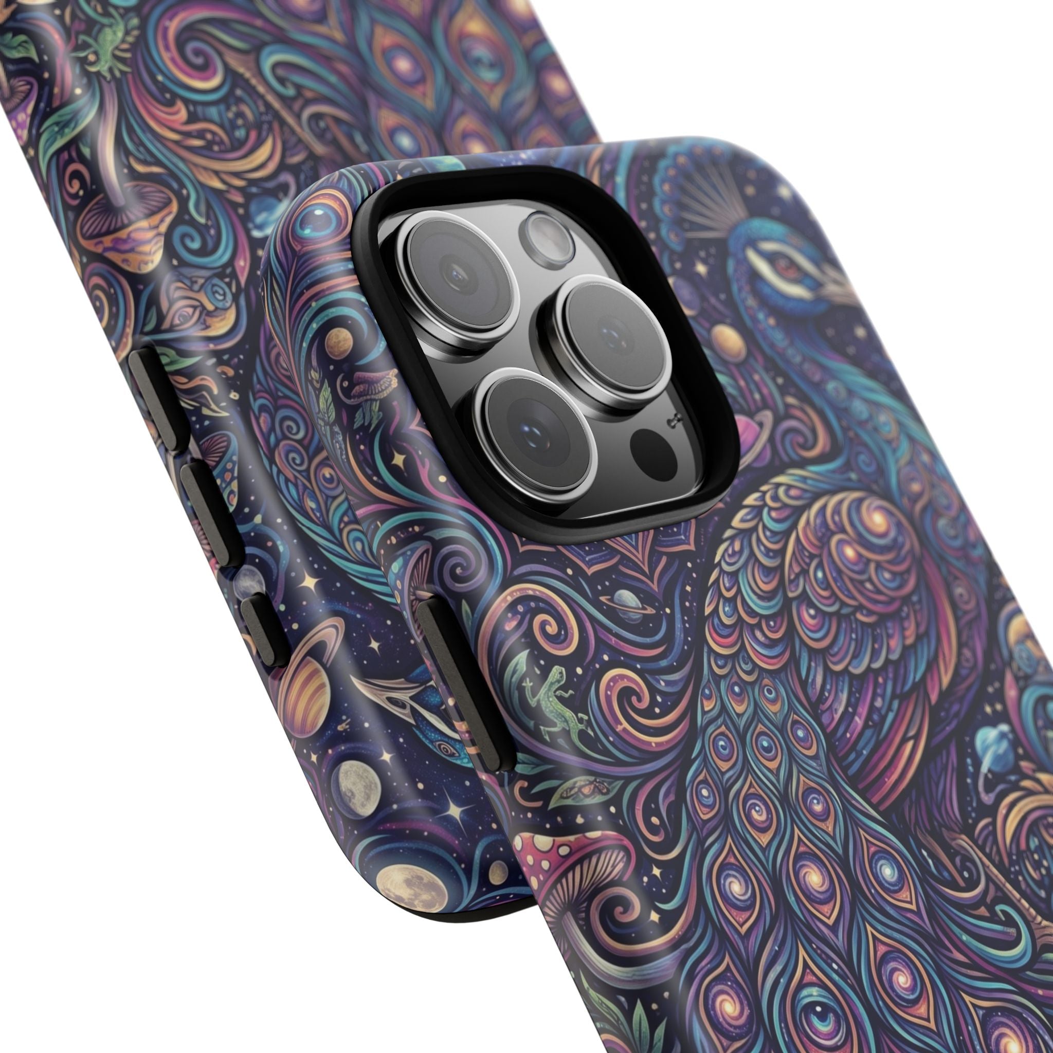 Peacock Mandala Phone Case — Protective Tough Case with Mystic Boho Design