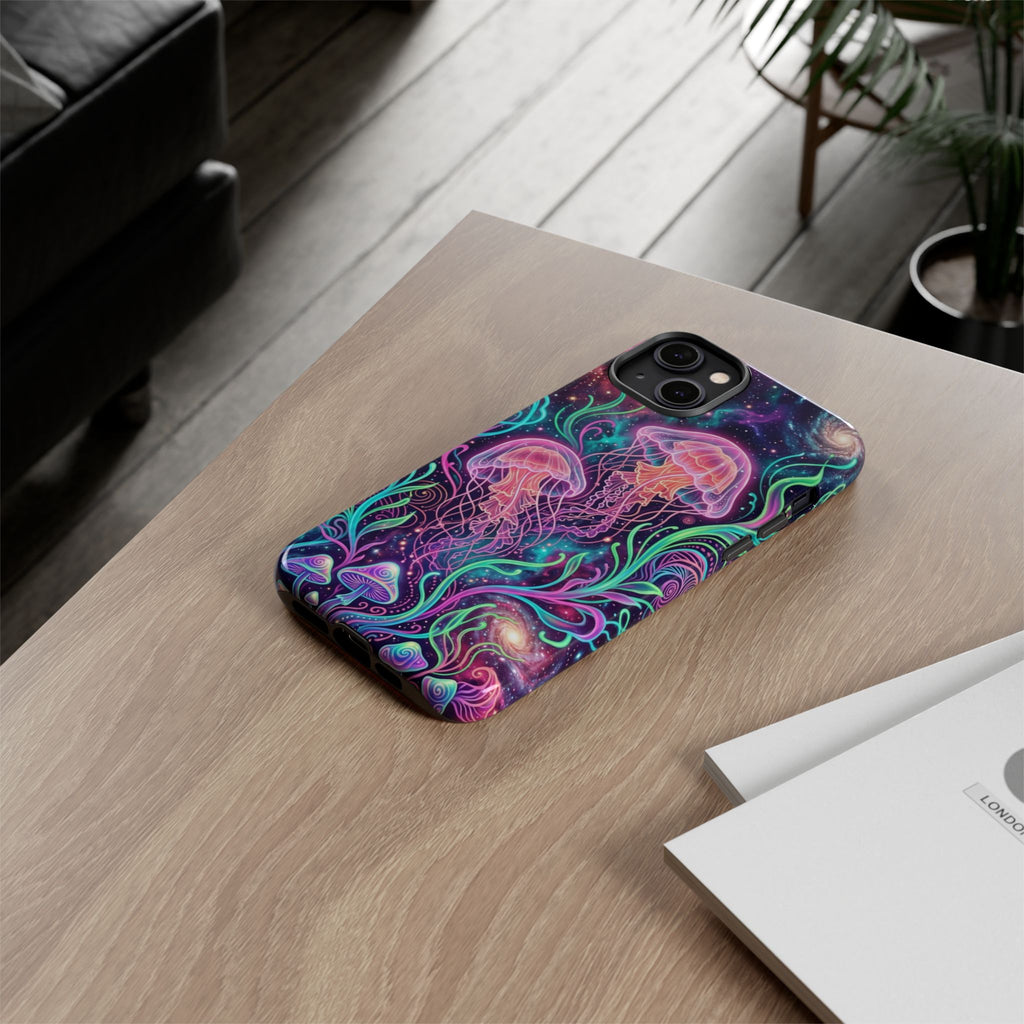 Jellyfish Galaxy Phone Case – Neon Sea Mushroom Tough Case