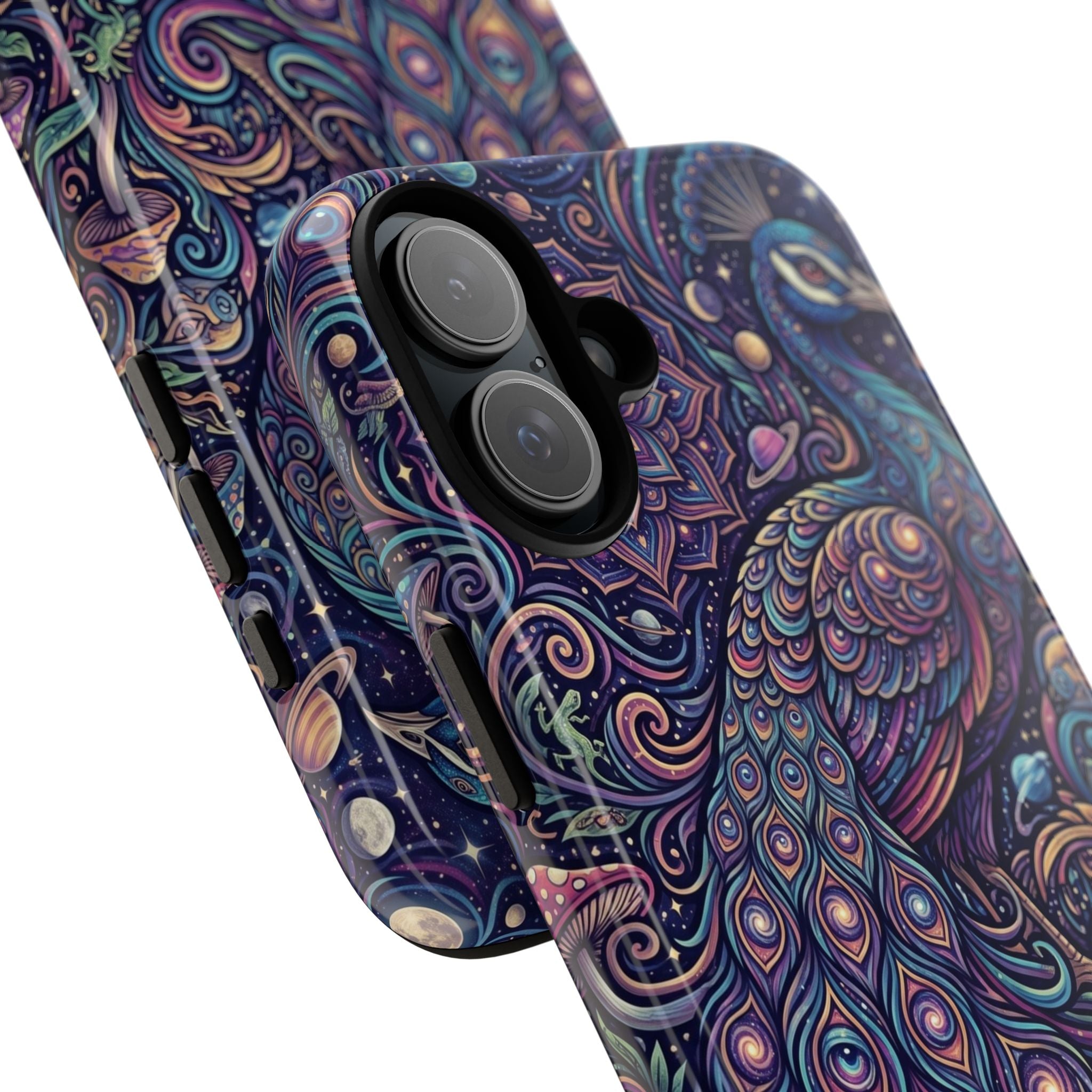 Peacock Mandala Phone Case — Protective Tough Case with Mystic Boho Design
