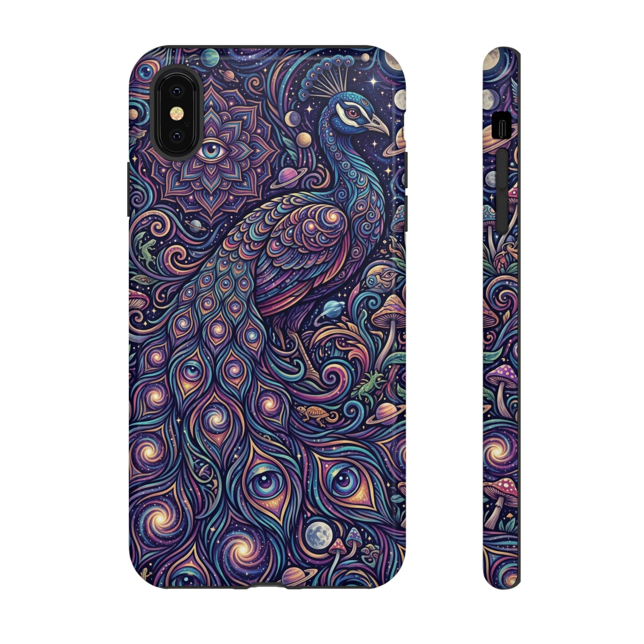Peacock Mandala Phone Case — Protective Tough Case with Mystic Boho Design