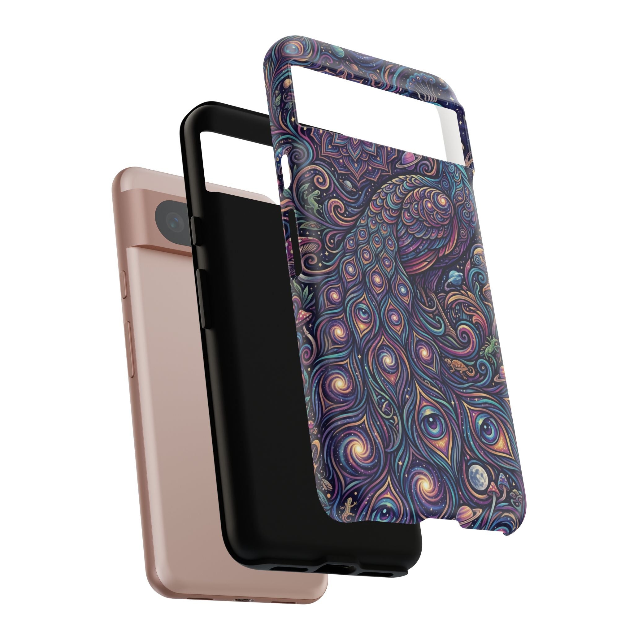 Peacock Mandala Phone Case — Protective Tough Case with Mystic Boho Design