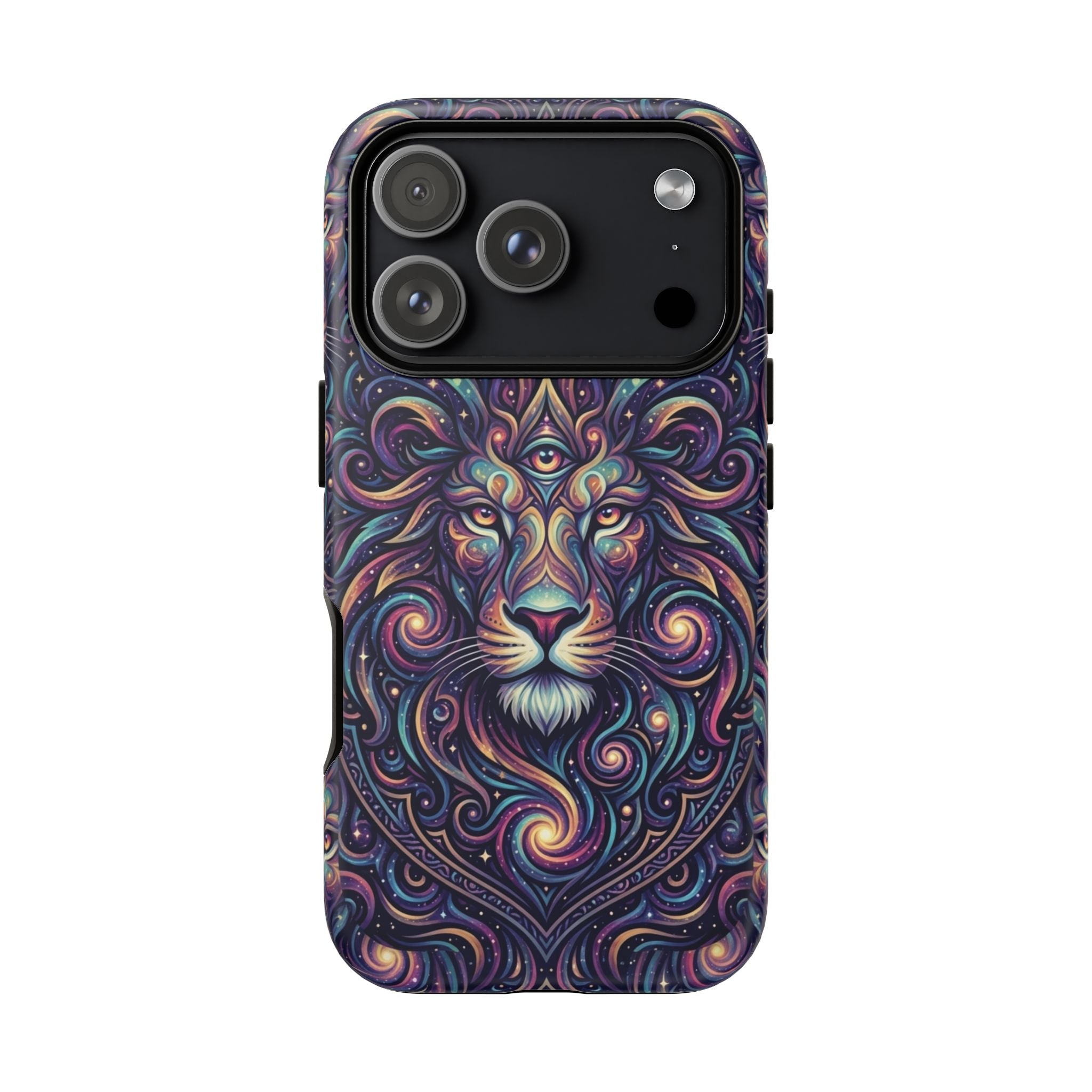 Lion Mandala Phone Case — Psychedelic Swirl Protective Cover