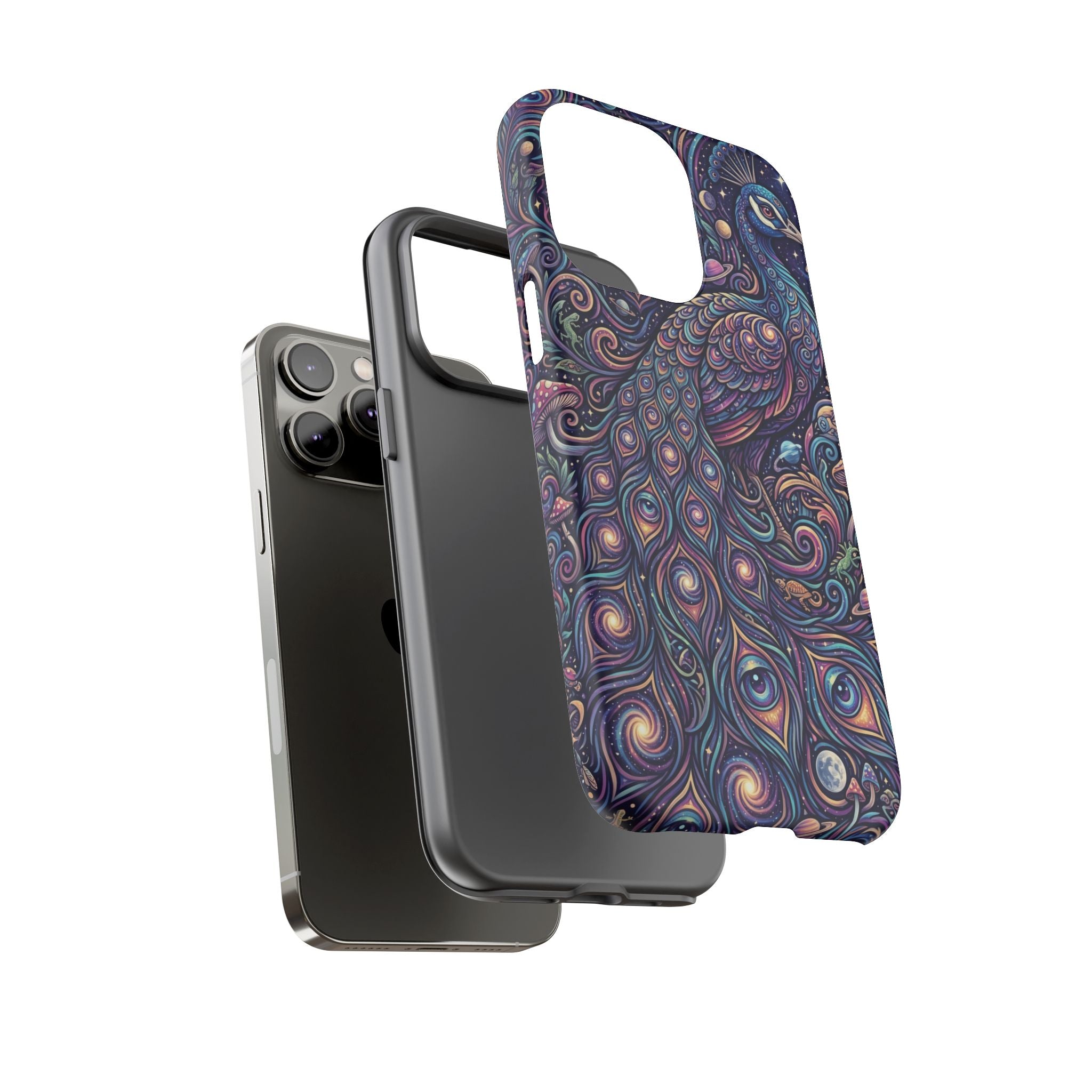 Peacock Mandala Phone Case — Protective Tough Case with Mystic Boho Design