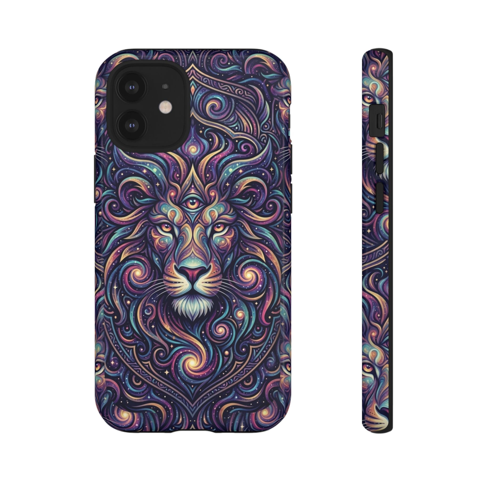 Lion Mandala Phone Case — Psychedelic Swirl Protective Cover