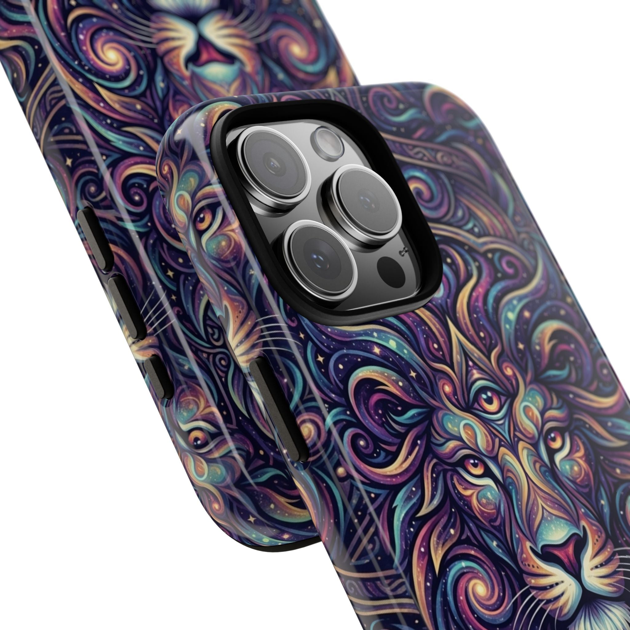 Lion Mandala Phone Case — Psychedelic Swirl Protective Cover