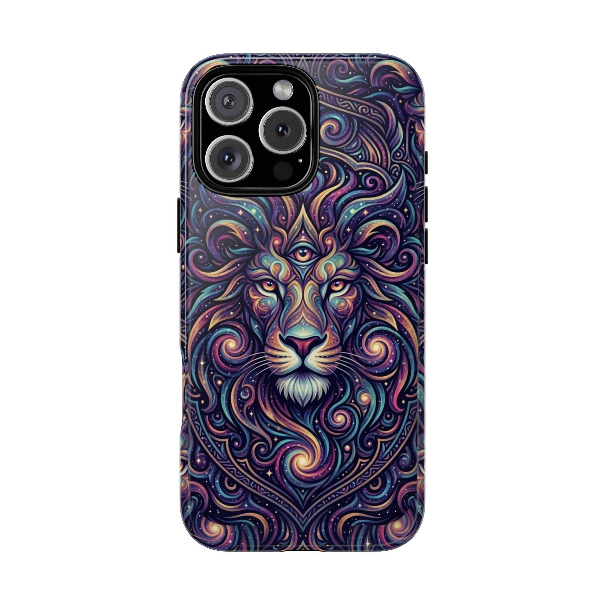 Lion Mandala Phone Case — Psychedelic Swirl Protective Cover