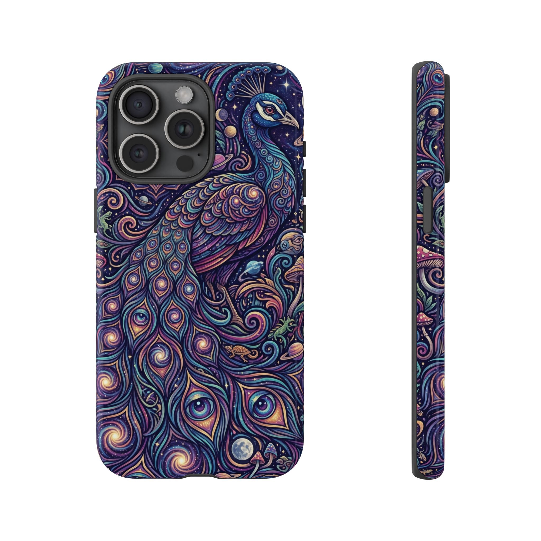 Peacock Mandala Phone Case — Protective Tough Case with Mystic Boho Design
