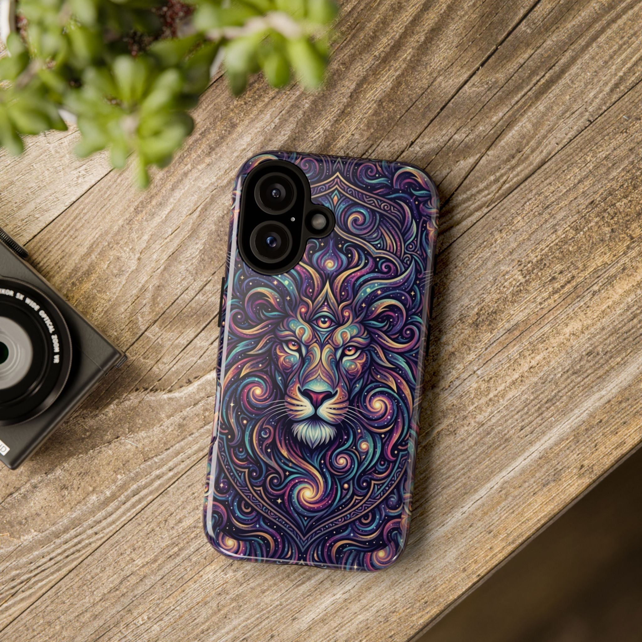 Lion Mandala Phone Case — Psychedelic Swirl Protective Cover