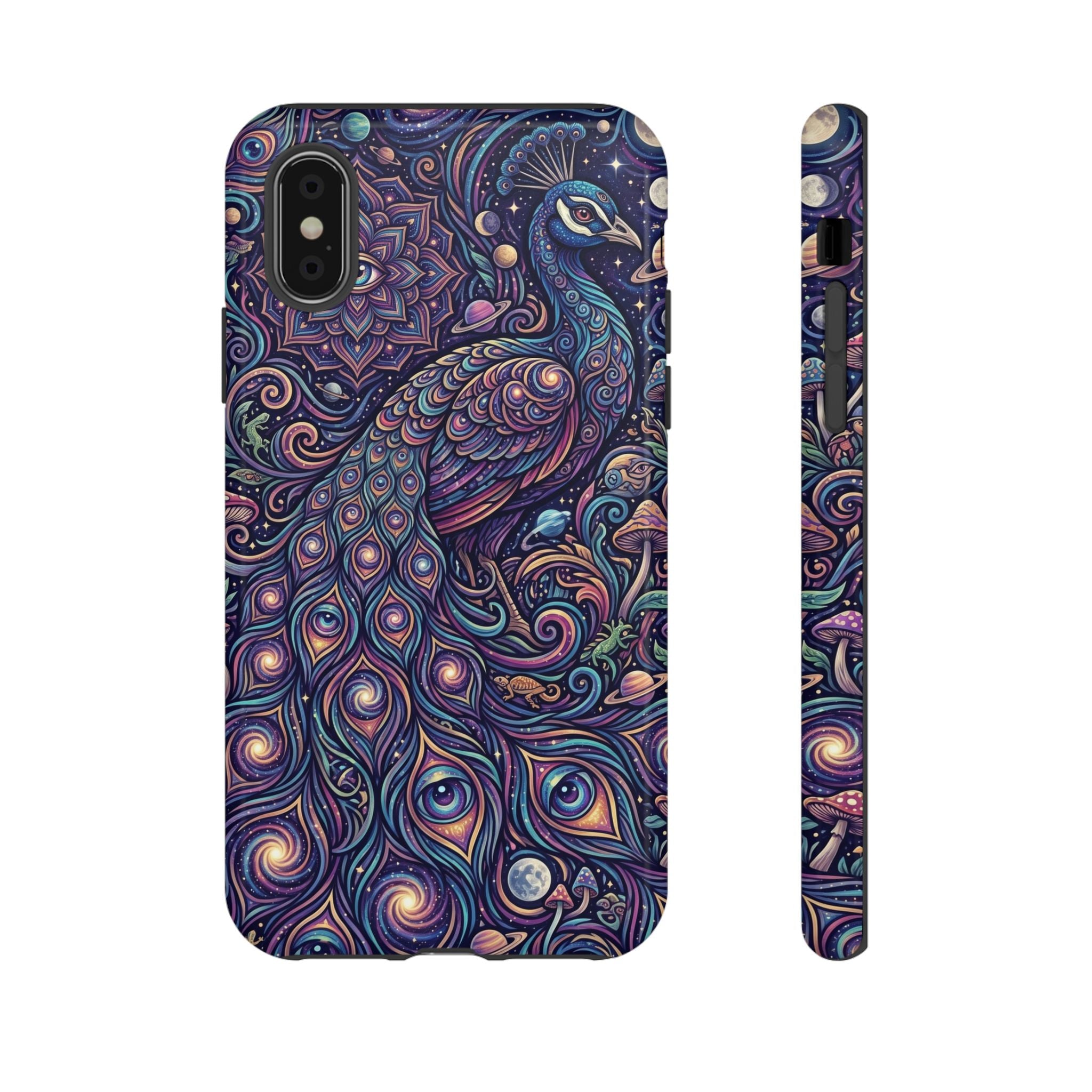 Peacock Mandala Phone Case — Protective Tough Case with Mystic Boho Design
