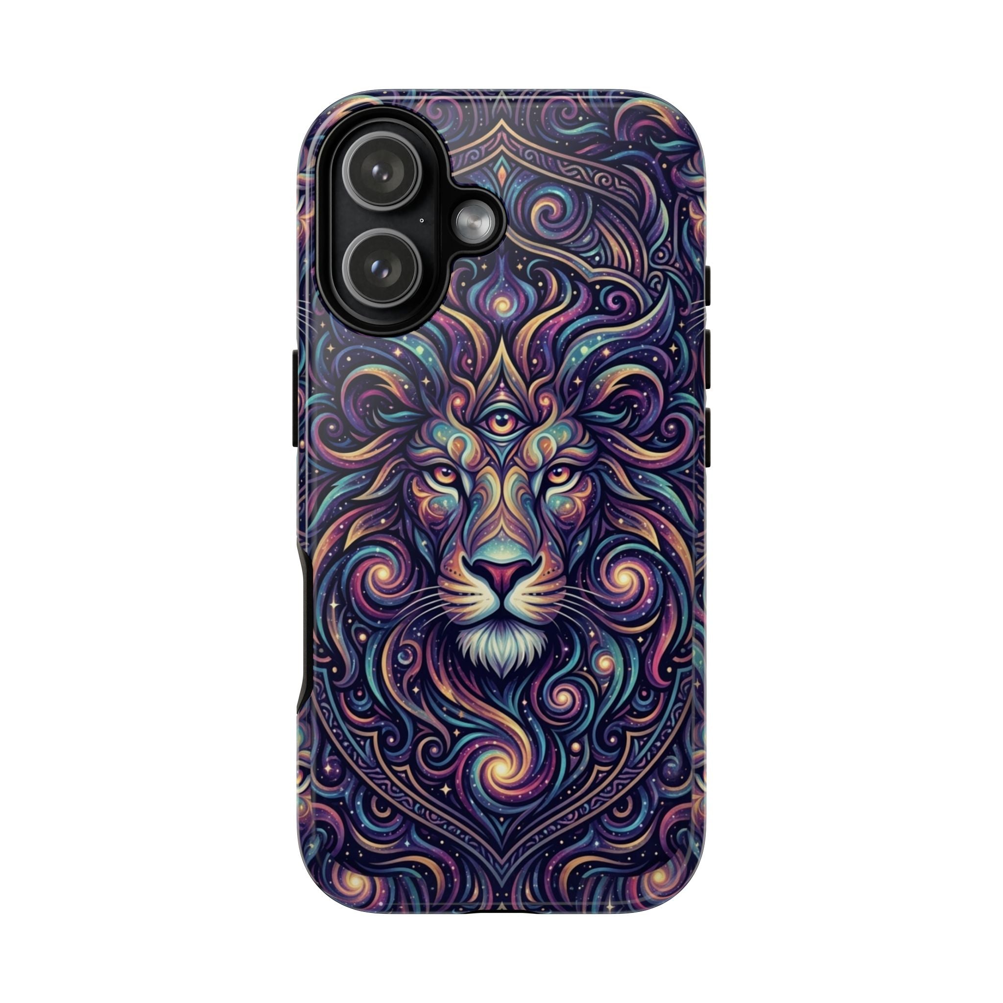 Lion Mandala Phone Case — Psychedelic Swirl Protective Cover