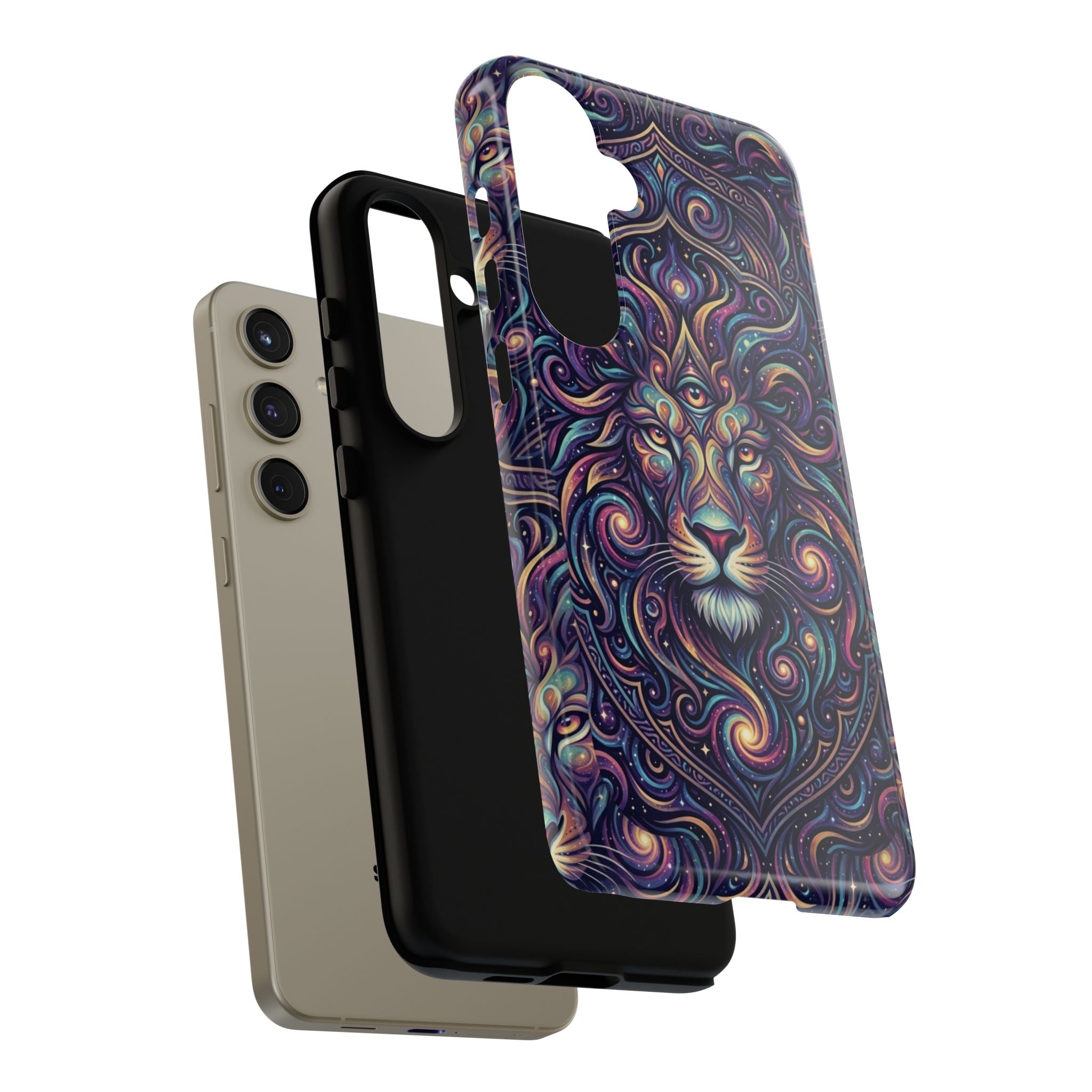 Lion Mandala Phone Case — Psychedelic Swirl Protective Cover
