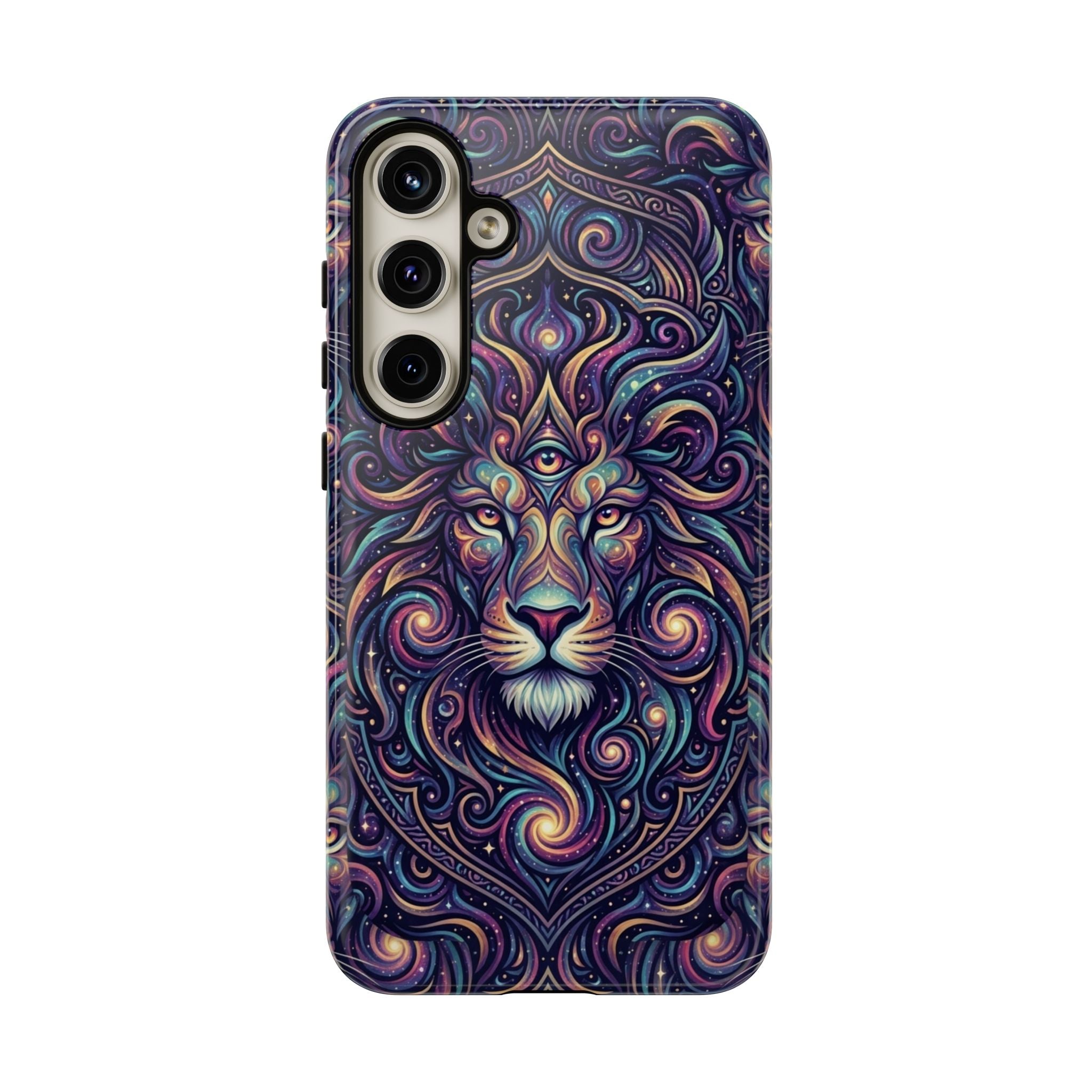 Lion Mandala Phone Case — Psychedelic Swirl Protective Cover