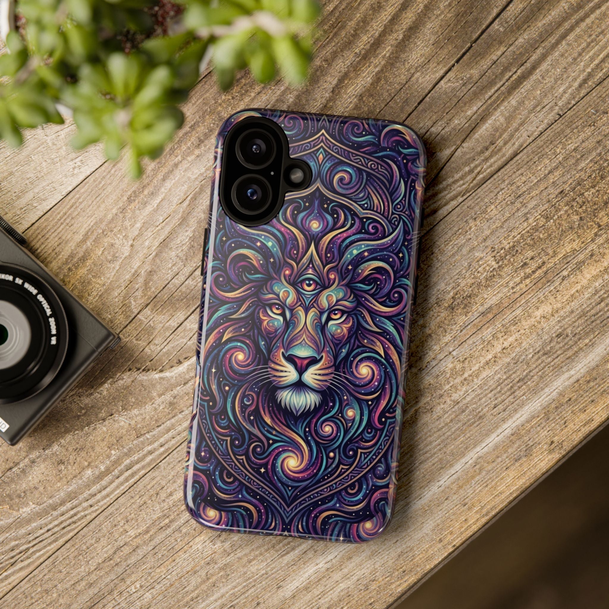 Lion Mandala Phone Case — Psychedelic Swirl Protective Cover