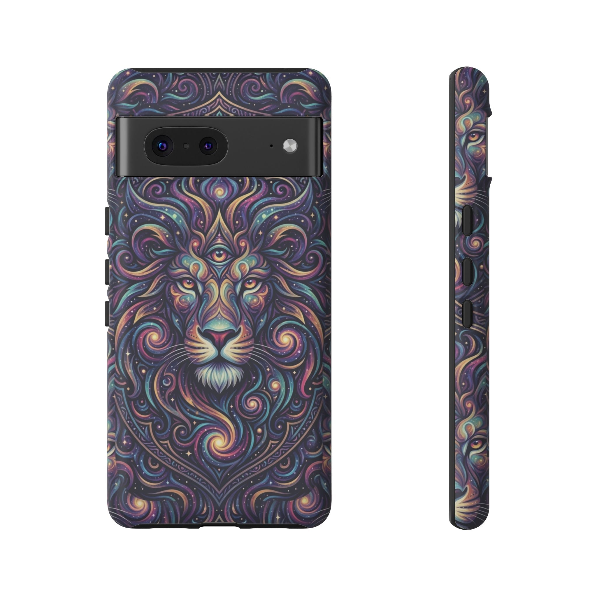Lion Mandala Phone Case — Psychedelic Swirl Protective Cover