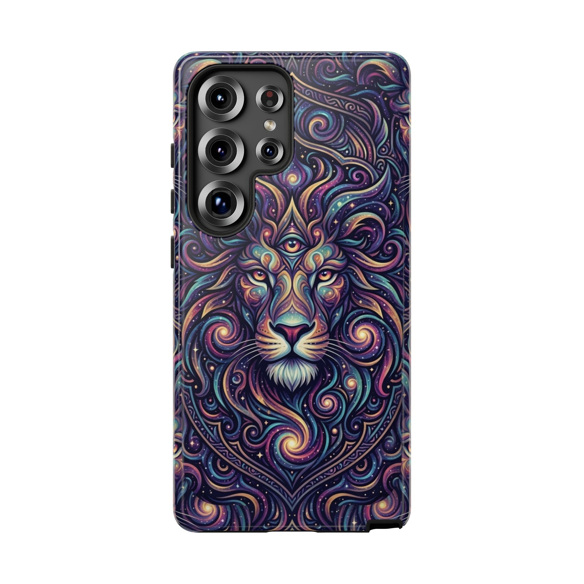 Lion Mandala Phone Case — Psychedelic Swirl Protective Cover