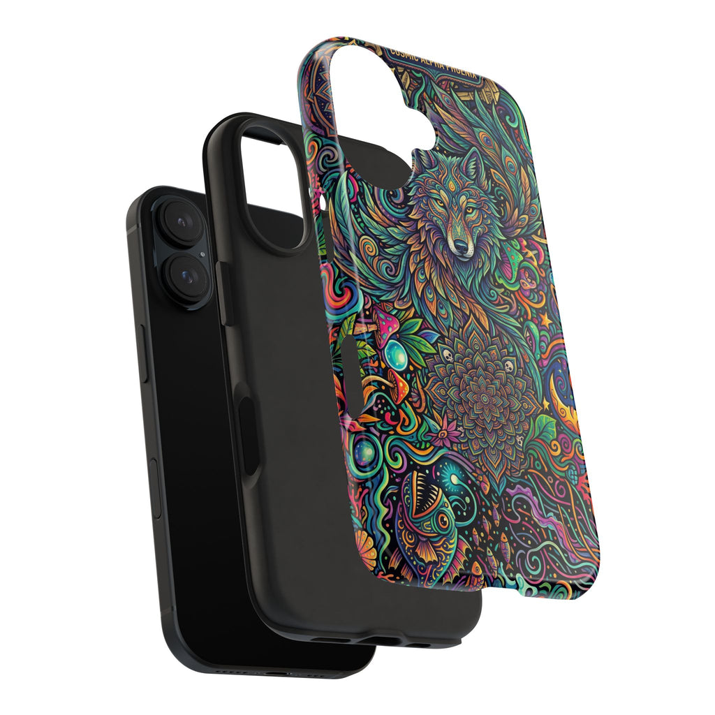 Wolf Mandala Tough Phone Case — Boho Psychedelic Protective Phone Cover
