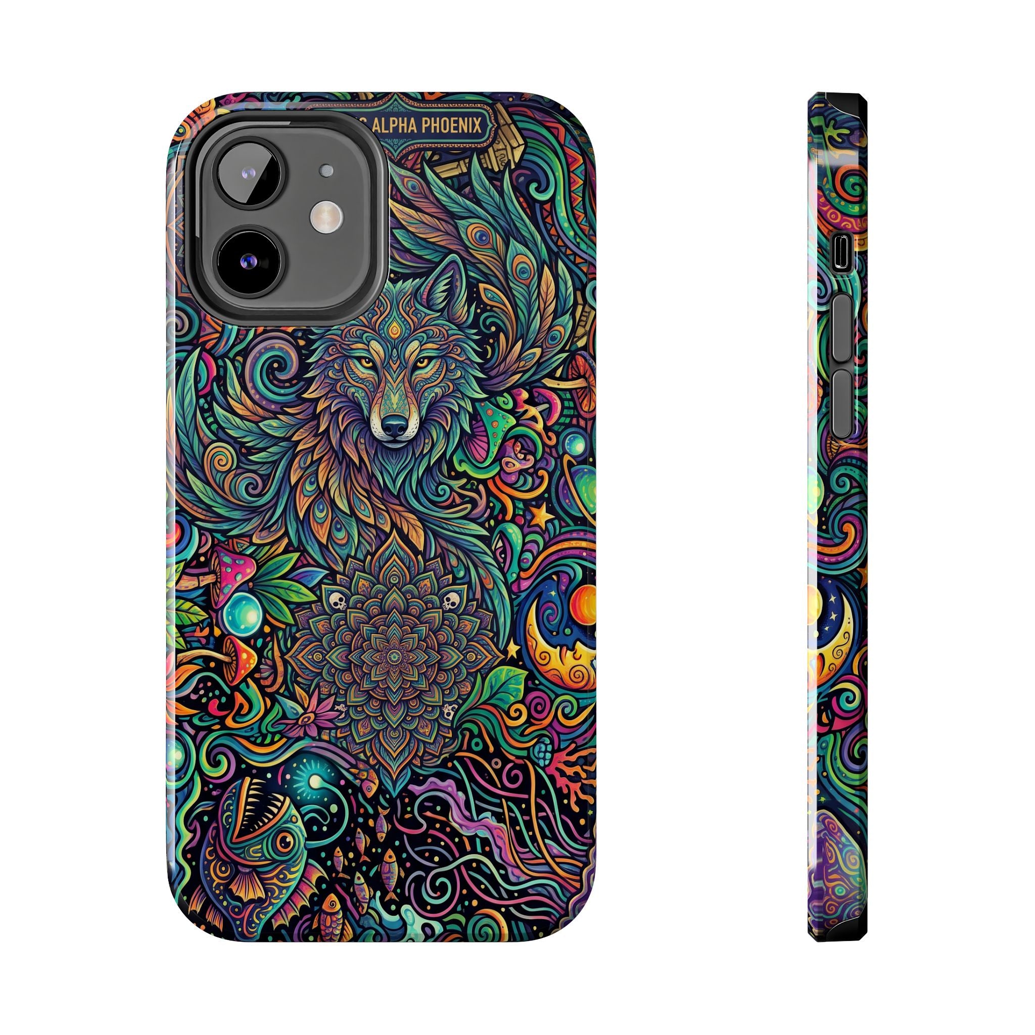 Wolf Mandala Tough Phone Case — Boho Psychedelic Protective Phone Cover