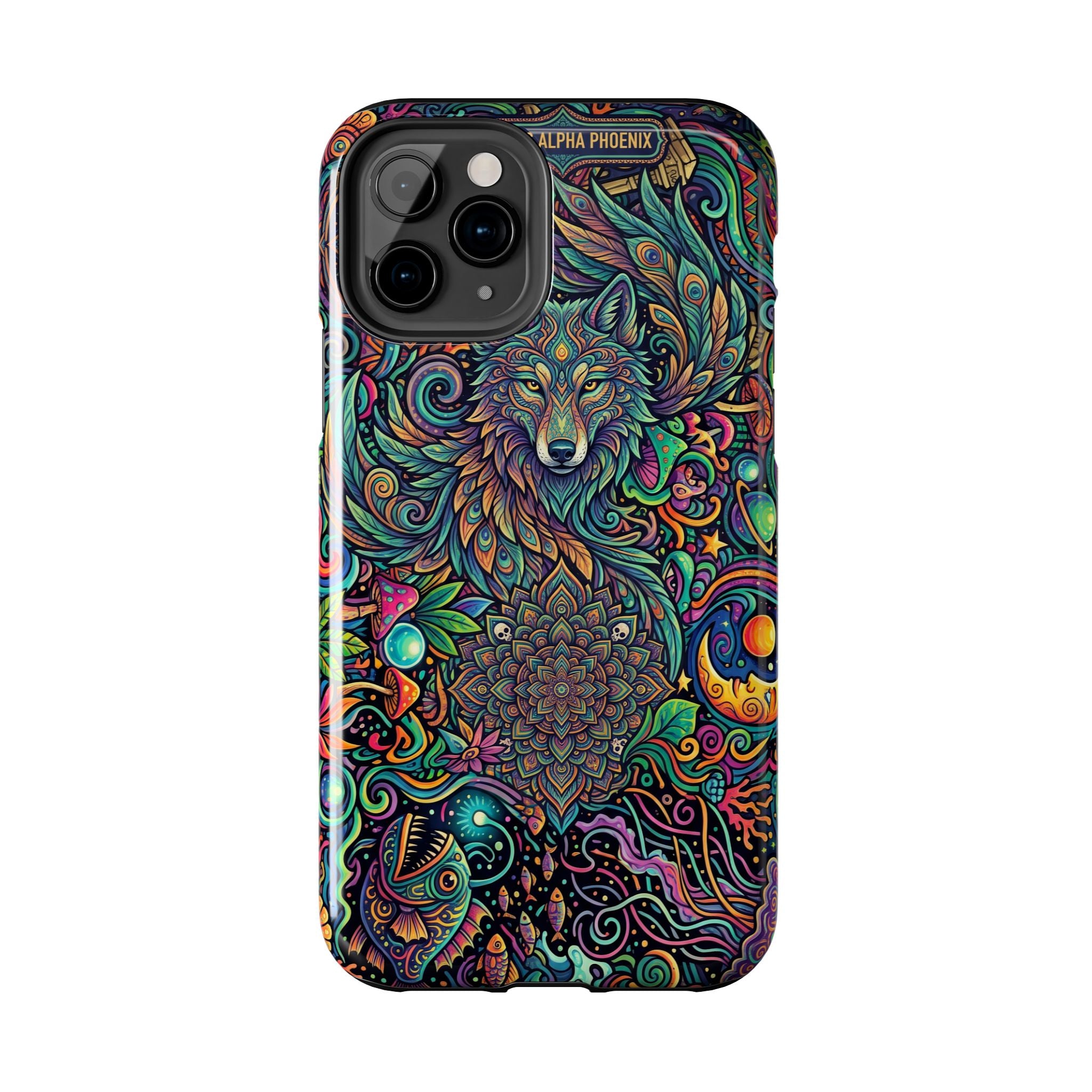 Wolf Mandala Tough Phone Case — Boho Psychedelic Protective Phone Cover