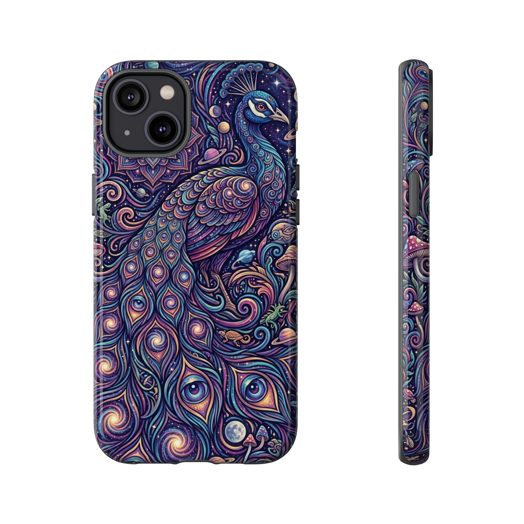 Peacock Mandala Phone Case — Protective Tough Case with Mystic Boho Design