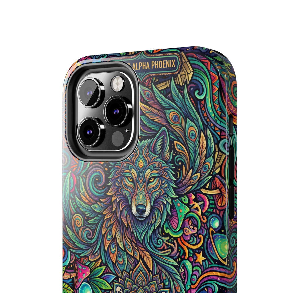 Wolf Mandala Tough Phone Case — Boho Psychedelic Protective Phone Cover