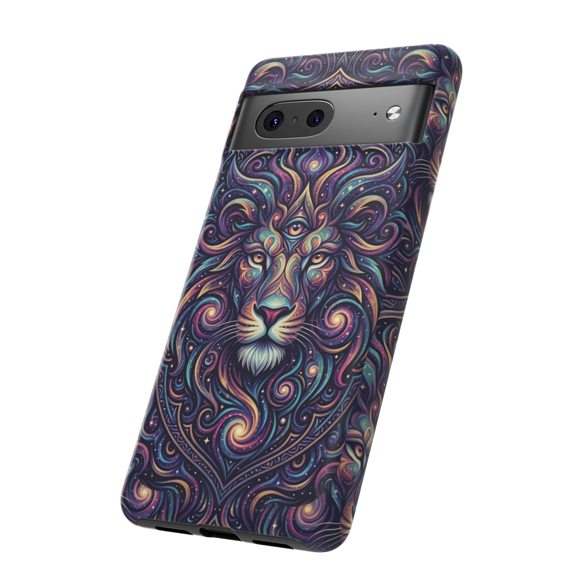 Lion Mandala Phone Case — Psychedelic Swirl Protective Cover