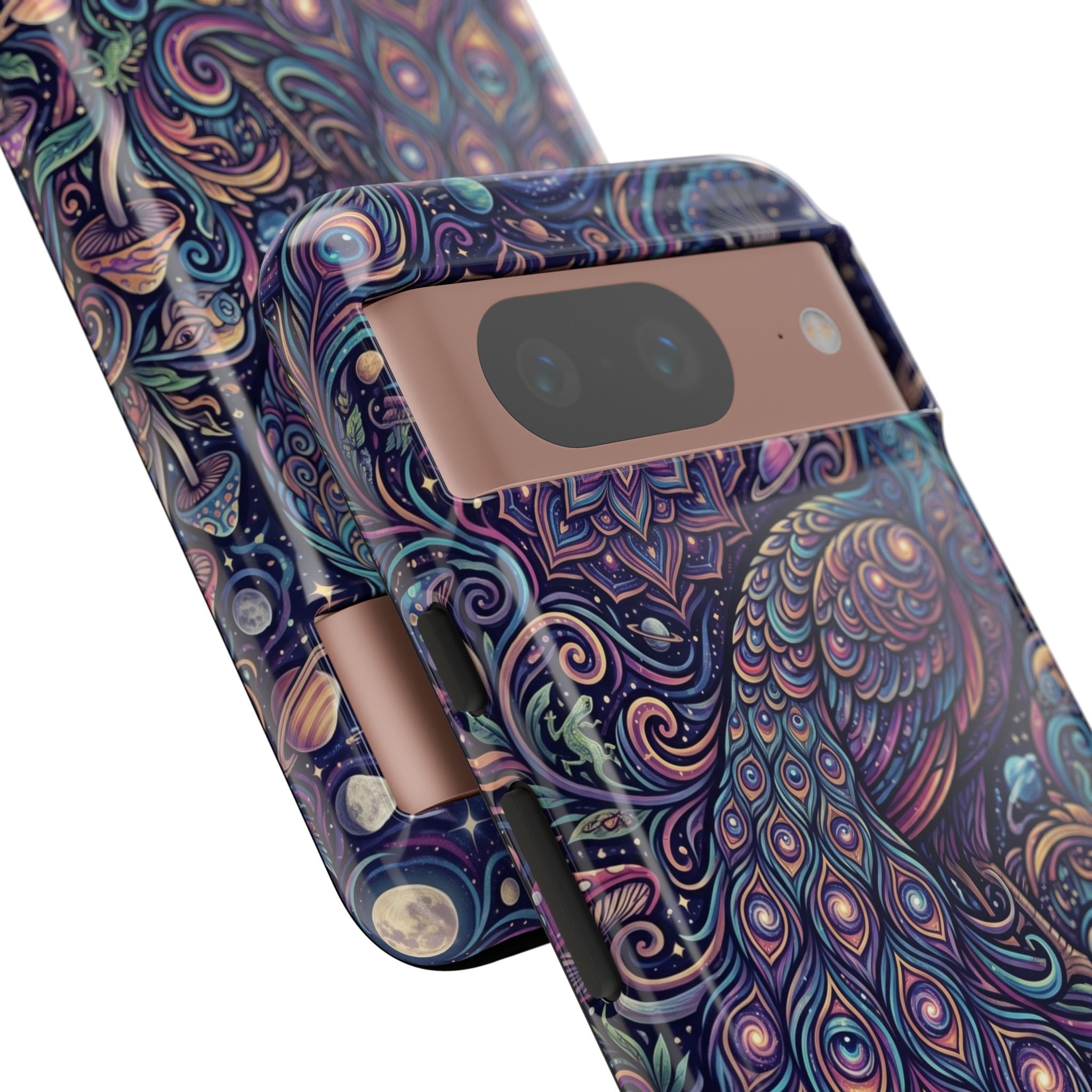 Peacock Mandala Phone Case — Protective Tough Case with Mystic Boho Design