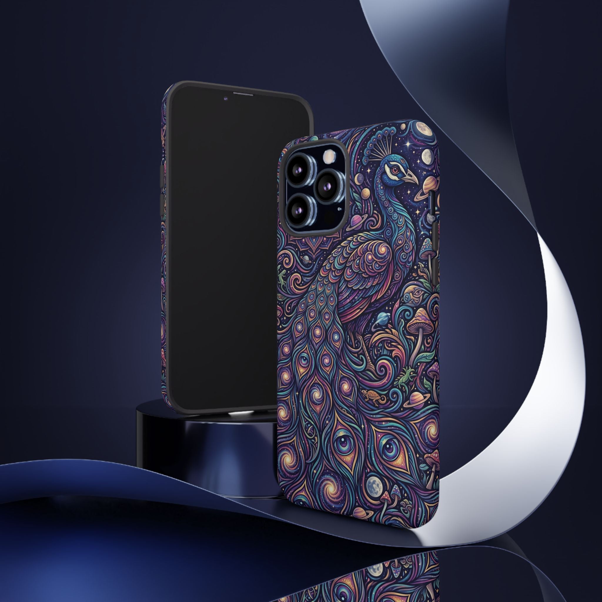 Peacock Mandala Phone Case — Protective Tough Case with Mystic Boho Design