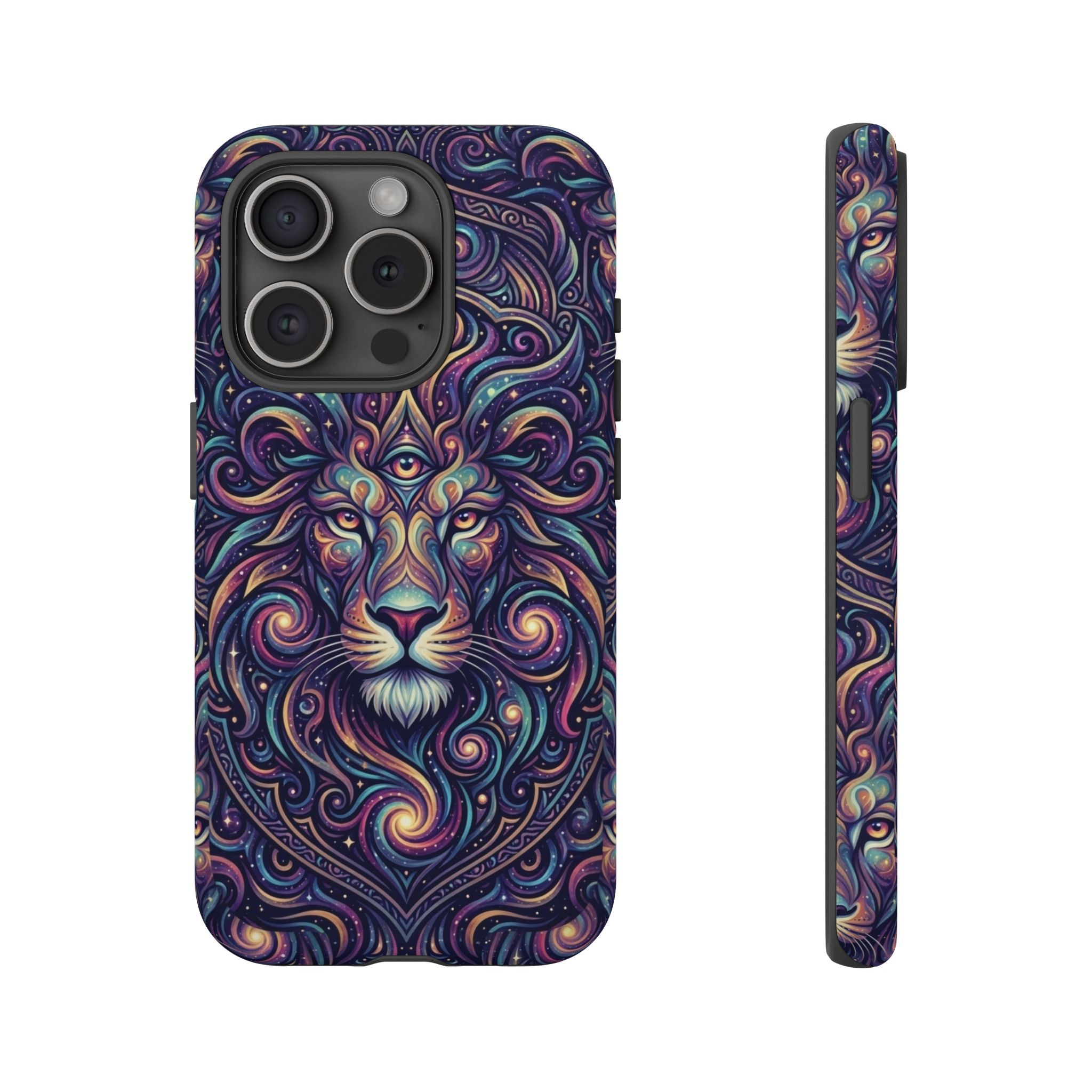 Lion Mandala Phone Case — Psychedelic Swirl Protective Cover