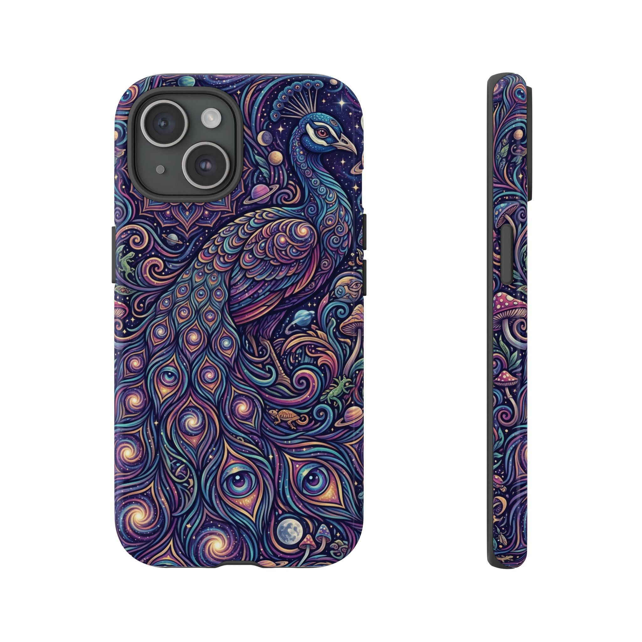 Peacock Mandala Phone Case — Protective Tough Case with Mystic Boho Design