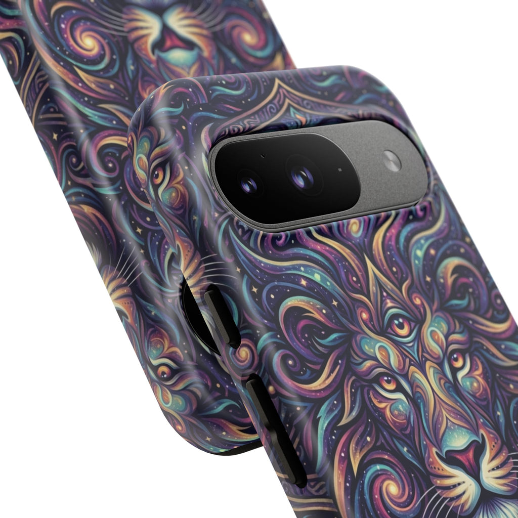 Lion Mandala Phone Case — Psychedelic Swirl Protective Cover